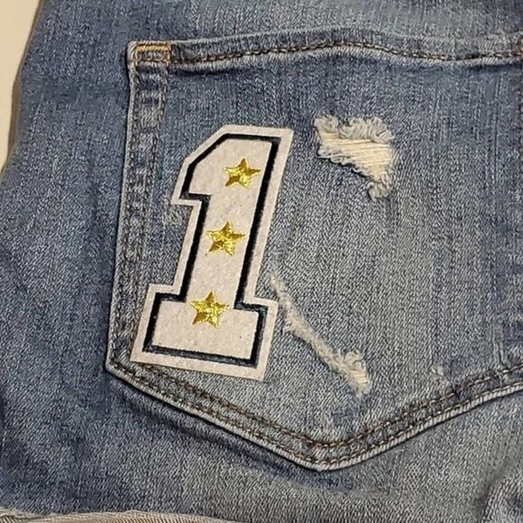 Express Jean Shorts Distressed Patches Size 4 - Picture 12 of 16